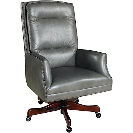 Transitional Executive Swivel Tilt Chair with Nailhead Trim